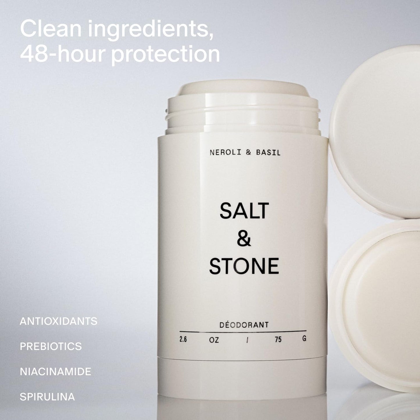 SALT & STONE Aluminum Free Deodorant | Extra Strength 48 Hour Protection for Women & Men | Made with Seaweed Extracts, Shea Butter & Prebiotics (Neroli & Basil) - Medaid International
