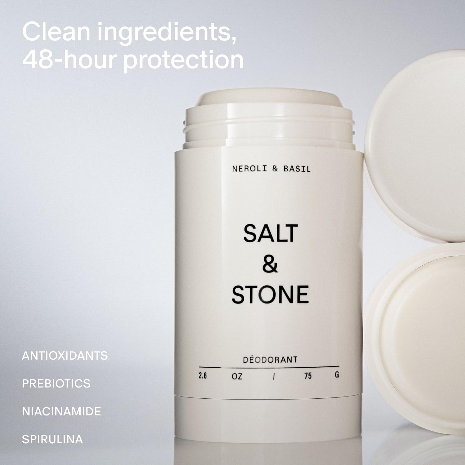 SALT & STONE Aluminum Free Deodorant | Extra Strength 48 Hour Protection for Women & Men | Made with Seaweed Extracts, Shea Butter & Prebiotics (Neroli & Basil) - Medaid International