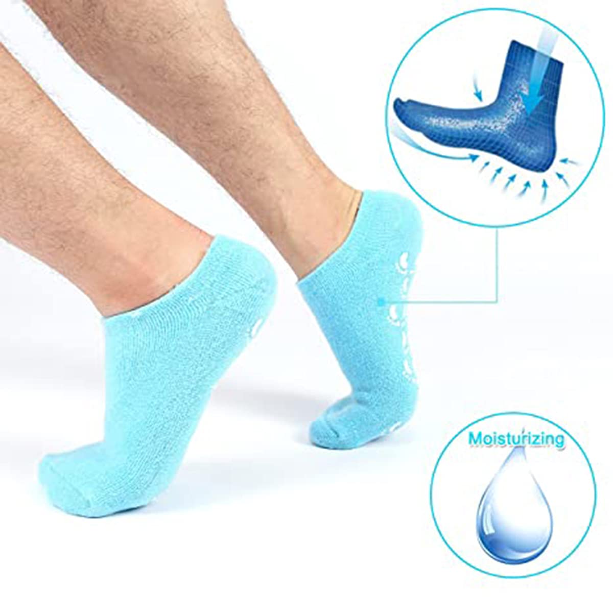 KASTWAVE Moisturizing Socks and Gloves Set Soft Cotton with Thermoplastic Gel Repair and Heal Eczema Cracked Dry Skin, Gel Lining Infused with Essential Oils and Vitamins, Large Size - Black (Style 1)