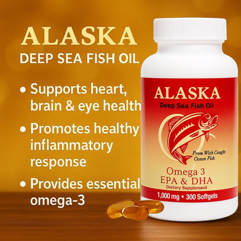 NCB NCB TECHNOLOGY Alaska Deep Sea Omega-3 Fish Oil 1000mg | EPA & DHA Softgels | Wild-Caught & Sustainably Sourced | Supports Heart, Brain, Joint & Immune Health | 300 Softgels - Medaid International