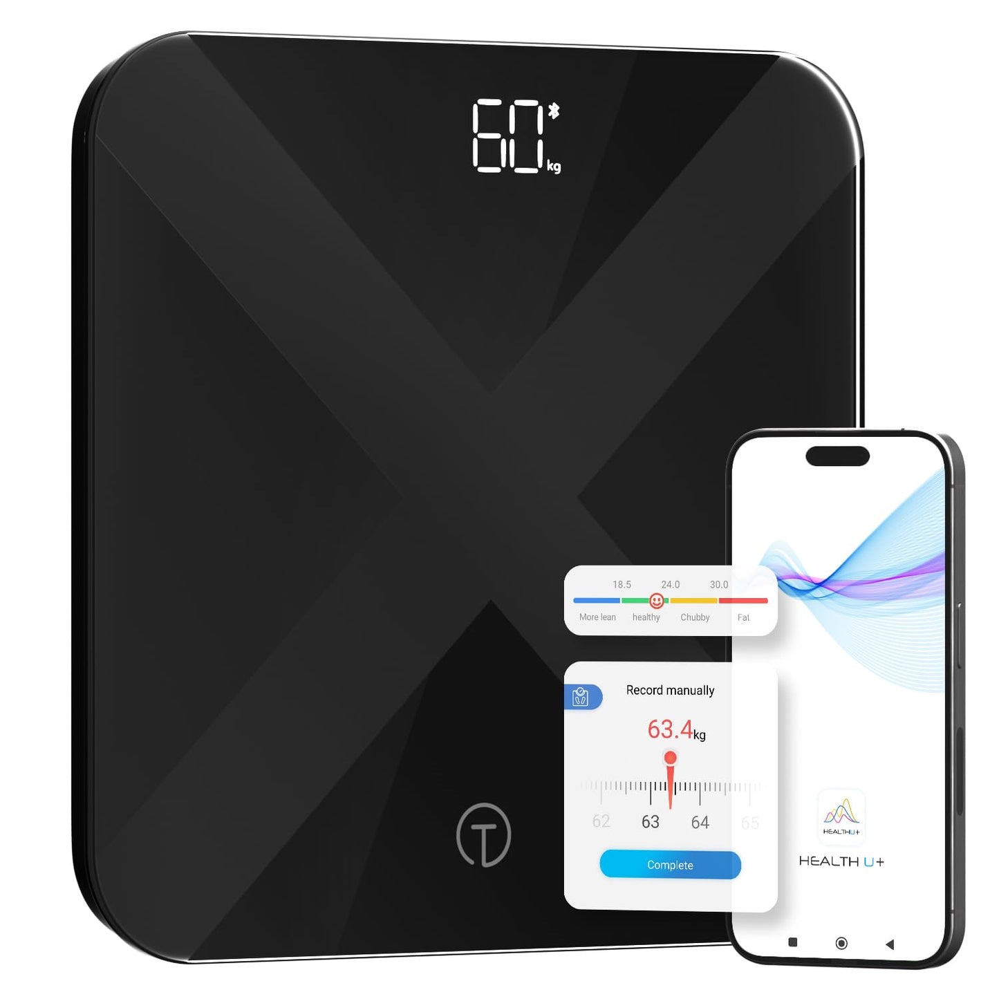 T Electronics bmi calculator Digital Scale for Body Weight with Accurate Measurement, Heavy-Duty Glass Platform, Auto On Off, Battery Powered, Bathroom Use, White - Medaid