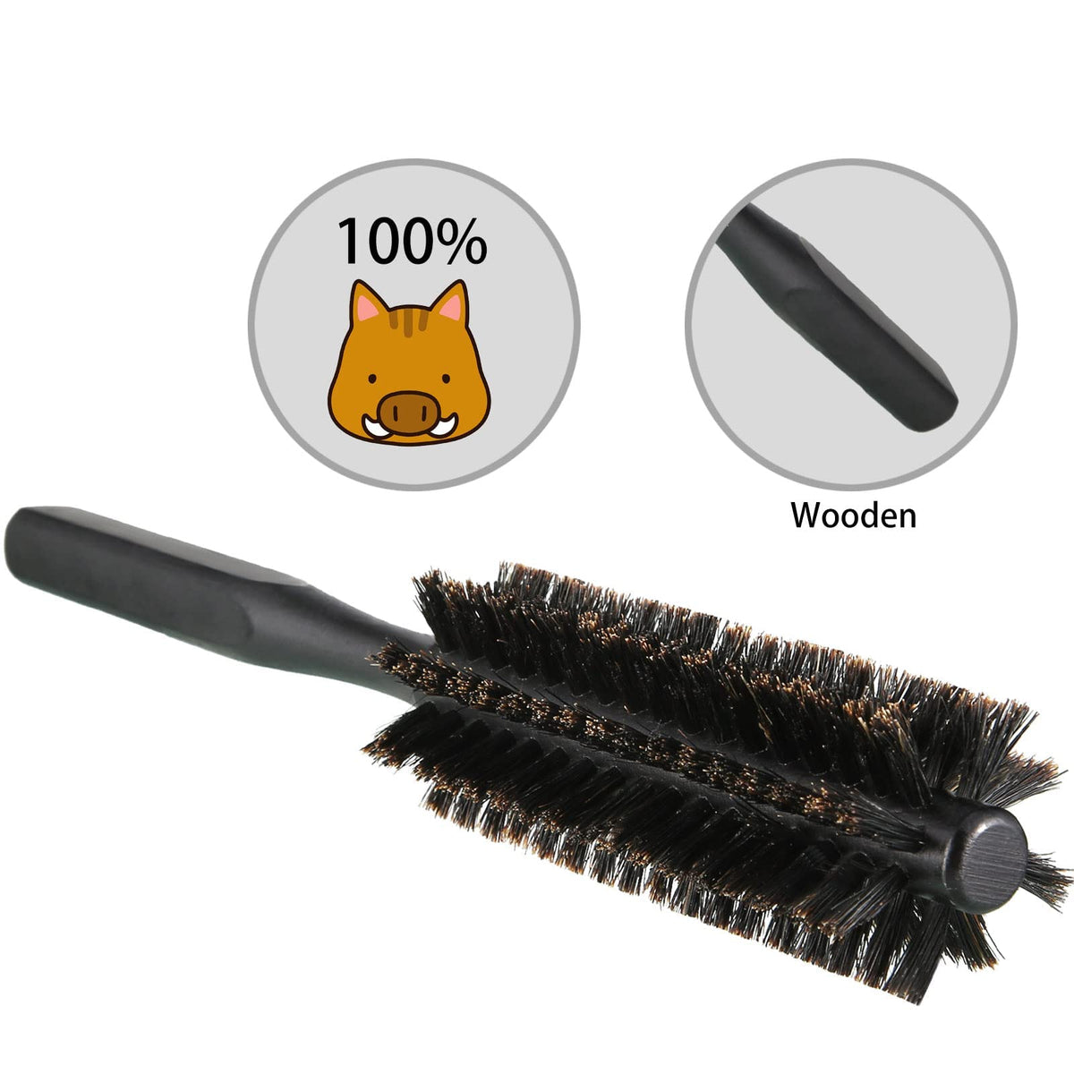 TERRIFI 2 Pieces Thick Round Hair Comb Bristle Round Hair Brush Blow Drying Hairbrush Small Brush Short Hair Massage Comb Head Massage Round Brush Roll Hairbrush for Wet or Dry Hair
