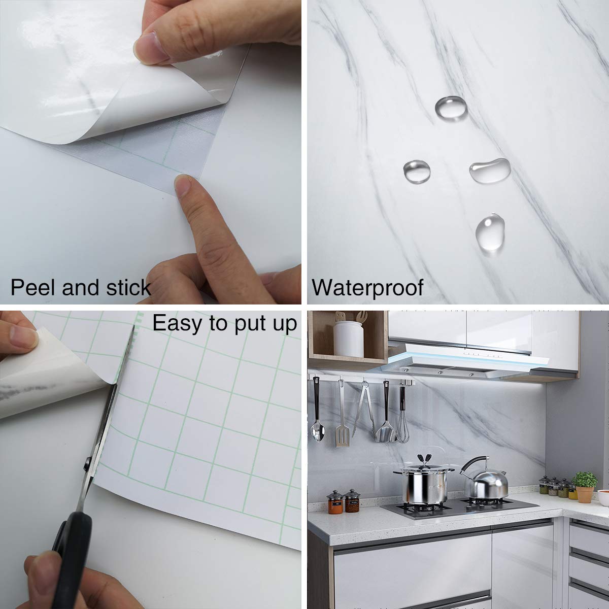 White Marble Contact Paper Textured Beige White Granite Wallpaper Peel Stick Countertop Contact Paper Removable Waterproof Adhesive Paper Thick Shiny Marble Look Wall Paper Kitchen Table Vinyl Wrap - Medaid International