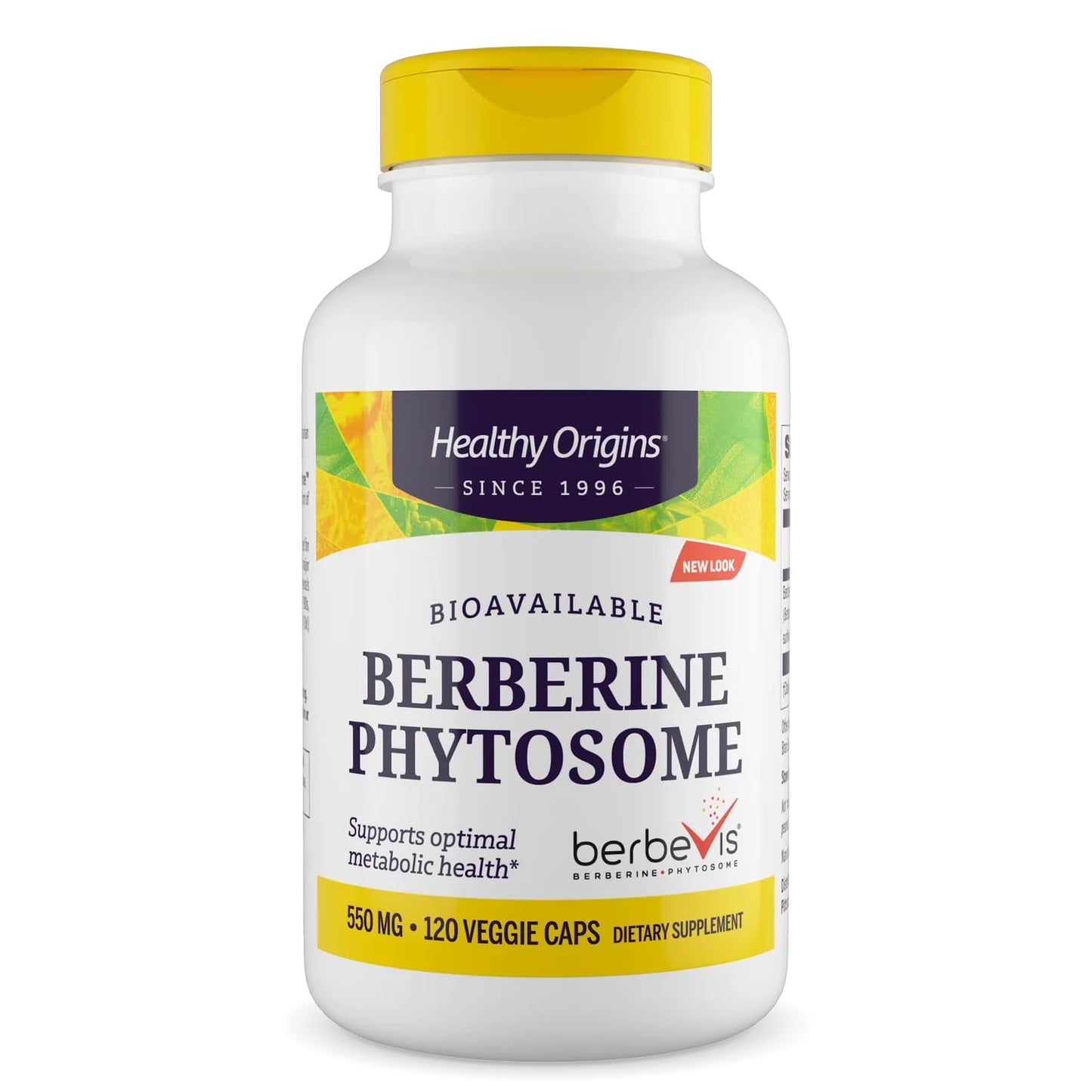 Healthy Origins Berberine Phytosome 550 mg (Berbevis), Berberine Supplement for Metabolic Support, Non-GMO, Vegan, 120 Veggie Caps - Medaid International