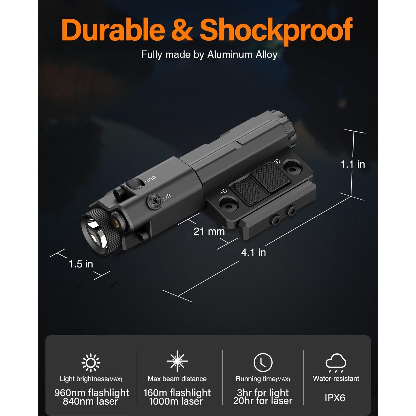 Mlok Picatinny Mounted 940nm IR Illuminator Flashlight IR Laser Combo for Night Vision Scope, Rechargeable Infrared Scope Hunting Light for Night Vision Optics (Must be Used with Night Vision Devices) - Medaid International