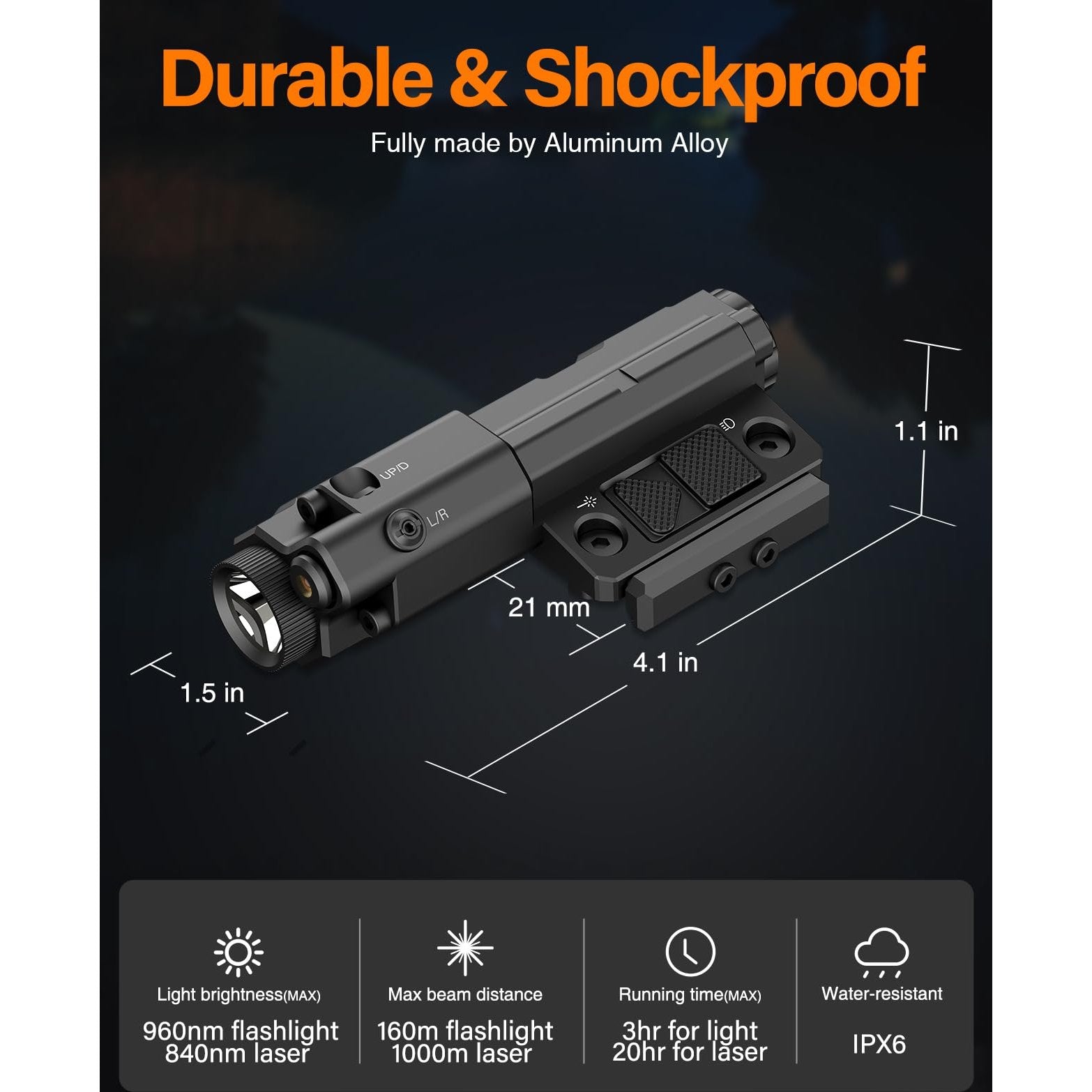 Mlok Picatinny Mounted 940nm IR Illuminator Flashlight IR Laser Combo for Night Vision Scope, Rechargeable Infrared Scope Hunting Light for Night Vision Optics (Must be Used with Night Vision Devices) - Medaid International