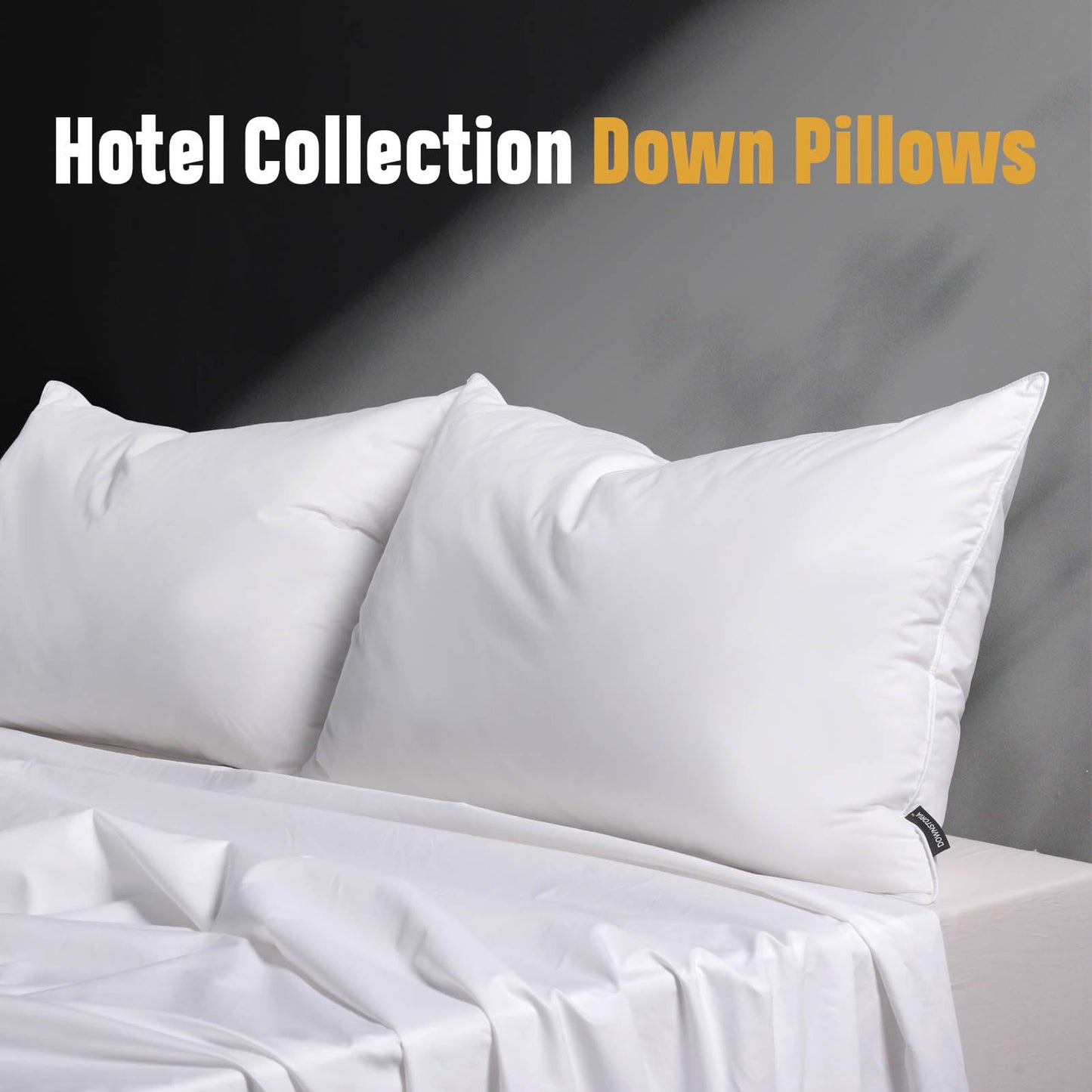 Luxury Feather Down Pillow Queen Size Set of 2 Pack, 100% Cotton Hotel Collection Bed Pillows for Sleeping, Down Surrounded Soft Medium Firm Pillows for Side Back Stomach Sleepers 20" x 30" - Medaid International