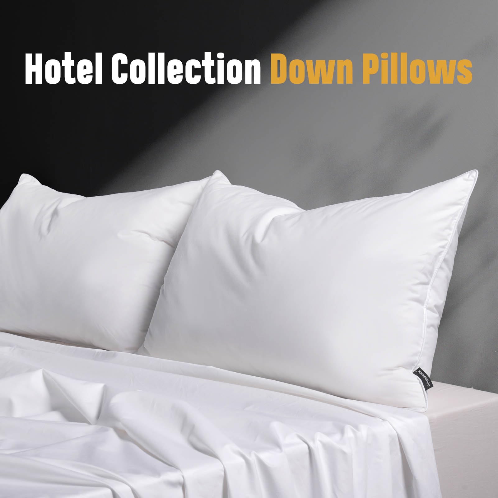 Luxury Feather Down Pillow Queen Size Set of 2 Pack, 100% Cotton Hotel Collection Bed Pillows for Sleeping, Down Surrounded Soft Medium Firm Pillows for Side Back Stomach Sleepers 20" x 30" - Medaid International