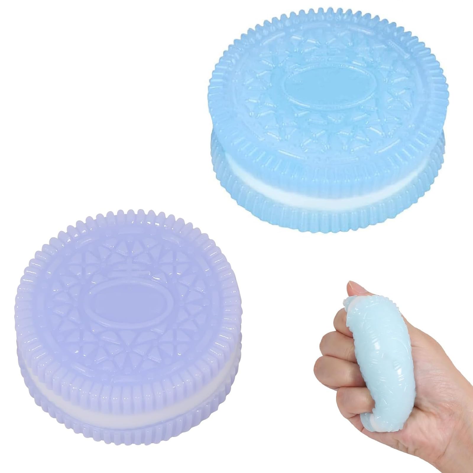 2pcs Biscuit Stress Relief Toy, New Stress Relief Toys for Squishy, Ultra-Soft Decompression Venting Toy, Food Shap Squeeze Toy for Relax (Blue+Purple) - Medaid International
