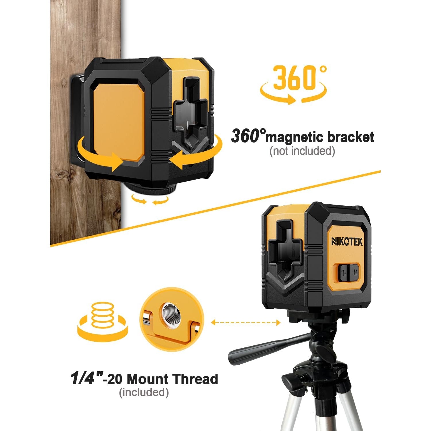 Nikotek Laser Level with Tripod, Self-Leveling Green Beam Horizontal and Vertical Cross-Line Laser for Home Decoration Carrying Pouch, Battery Included - Medaid International