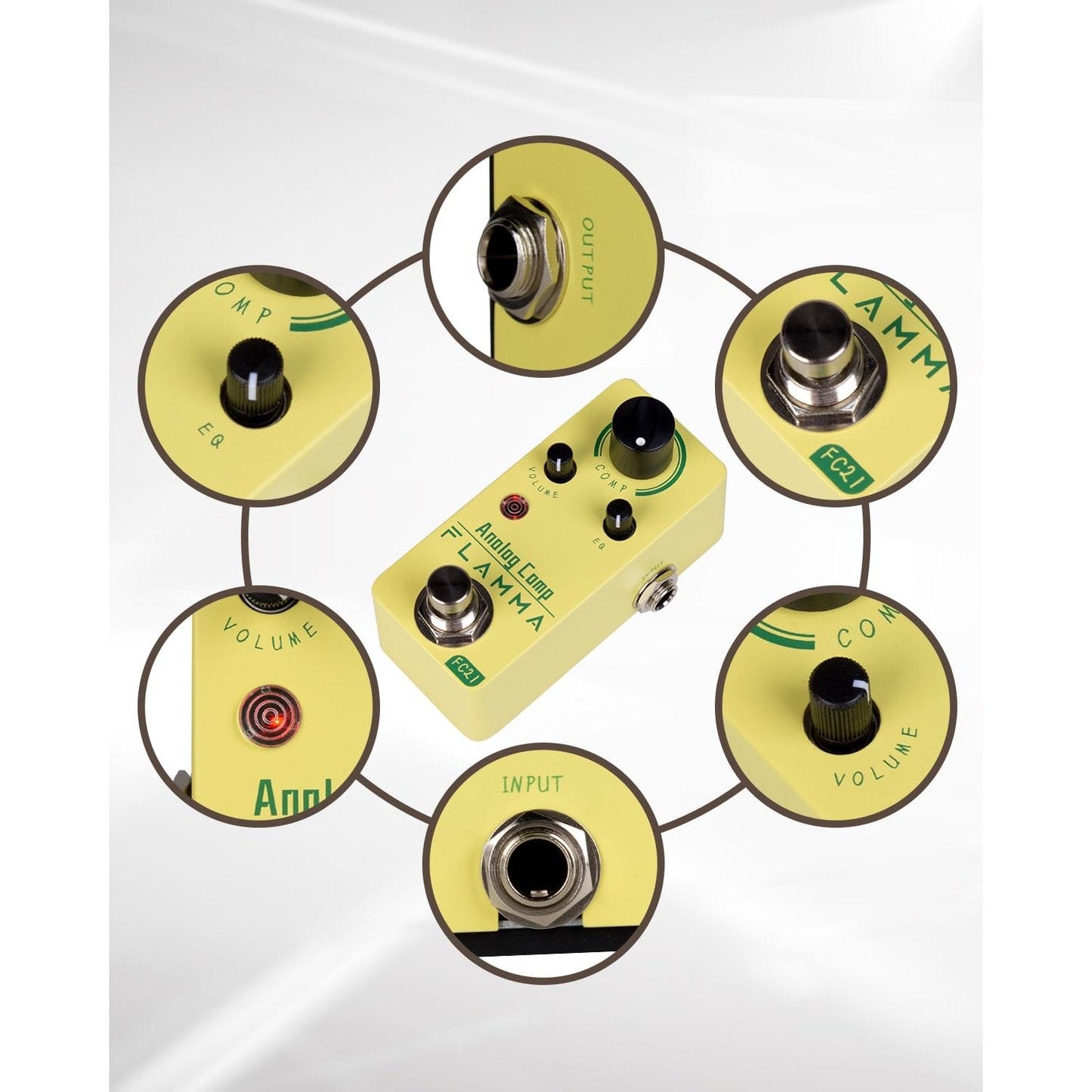 FLAMMA FC21 Compressor Pedal Electric Guitar Effects Pedal Classic Optical Compressing Effect True Bypass - Medaid International