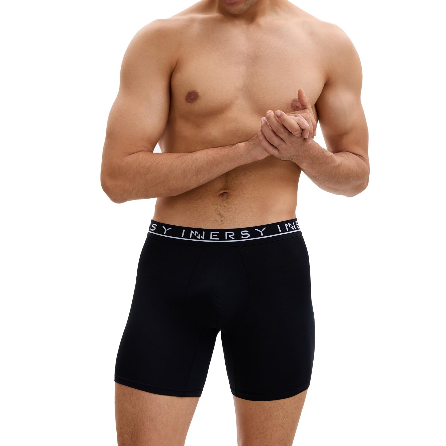 INNERSY Men's Bamboo Viscose Boxer Briefs Breathable Moisture Wicking Underwear 4-Pack(Large,Solid Black) - Medaid International