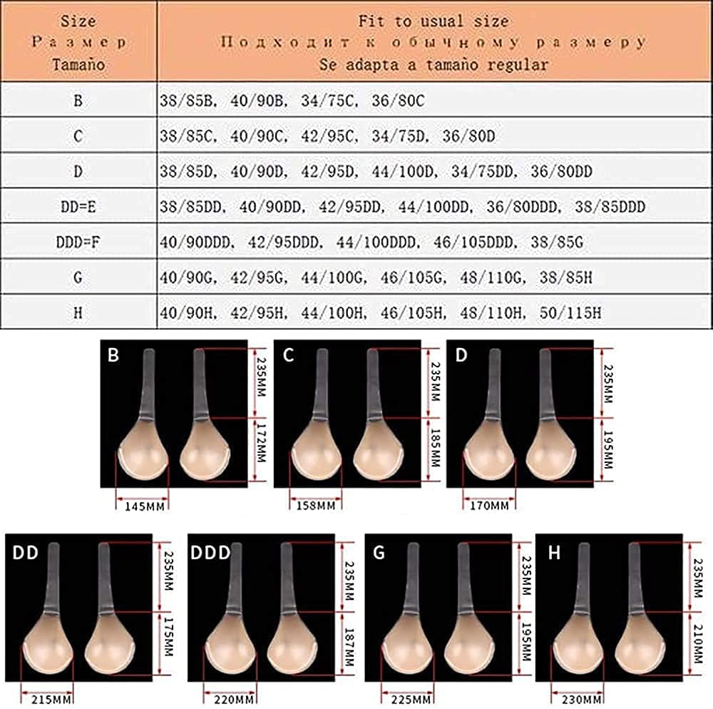 TERRIFI Invisilift Bra for Large Breast, Conceal Lift Bra, Adhesive Conceal Silicone Tape with Strap (B, No Middle Button Style-Skin)