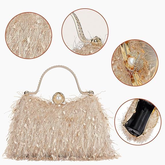 KASTWAVE Women's Evening Handbag Rhinestone Clutch Purse for Wedding, Prom & Formal Party – Elegant Top Handle Crossbody Shoulder Bag, Stylish Evening Bag for Banquet & Special Occasions