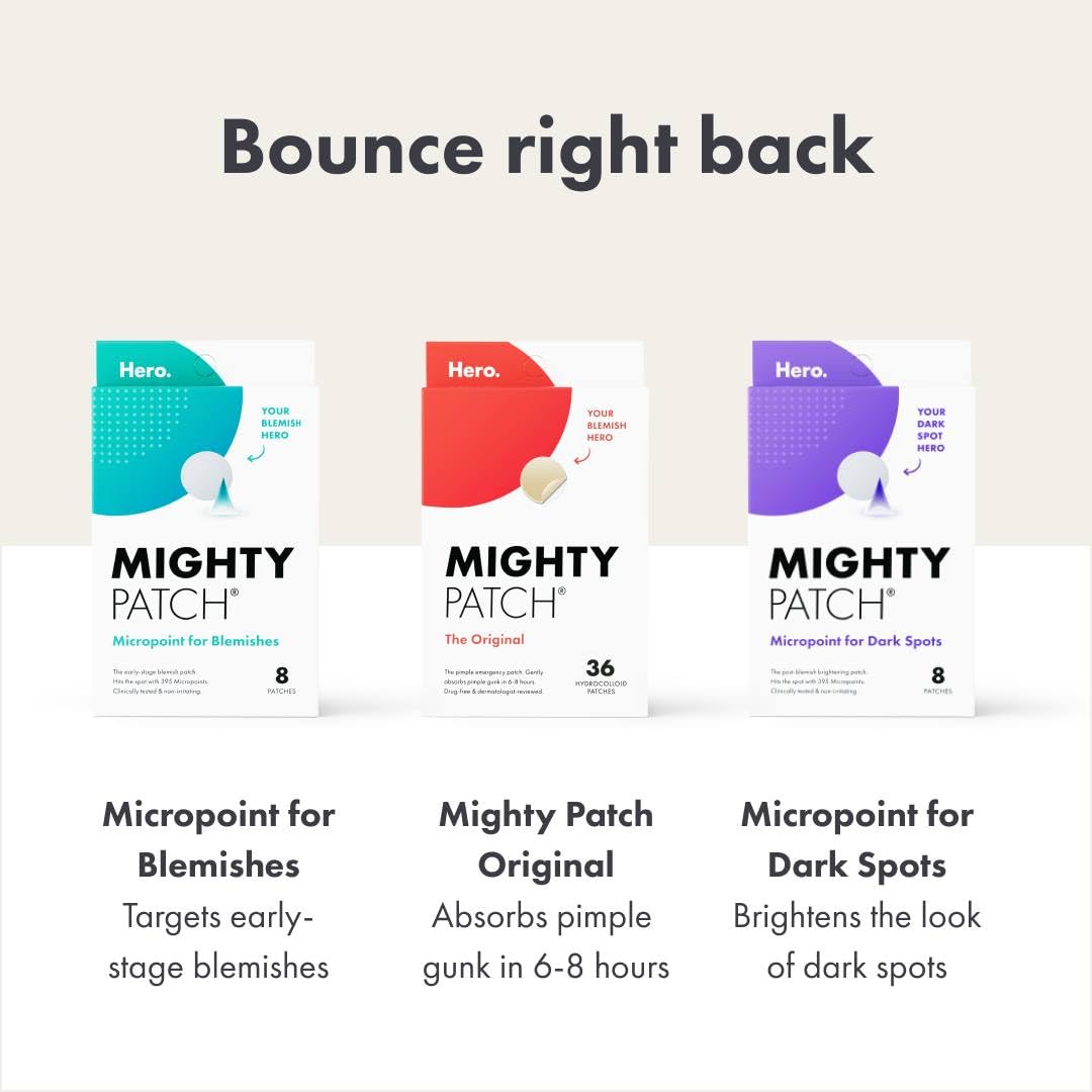 Hero Cosmetics Mighty Patch Micropoint™ for Dark Spots - Post-Blemish Dark Spot Patch with 395 Micropoints, Dermatologist Tested and Non-irritating (8 Count) - Medaid International