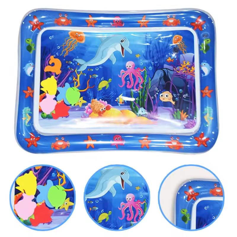 Shoping Solutions LLC Inflatable Tummy Time Water Mat for Babies – Sensory Activity Mat for Infants (3-24 Months), Leakproof Baby Toy for Motor Skill Development - Medaid International