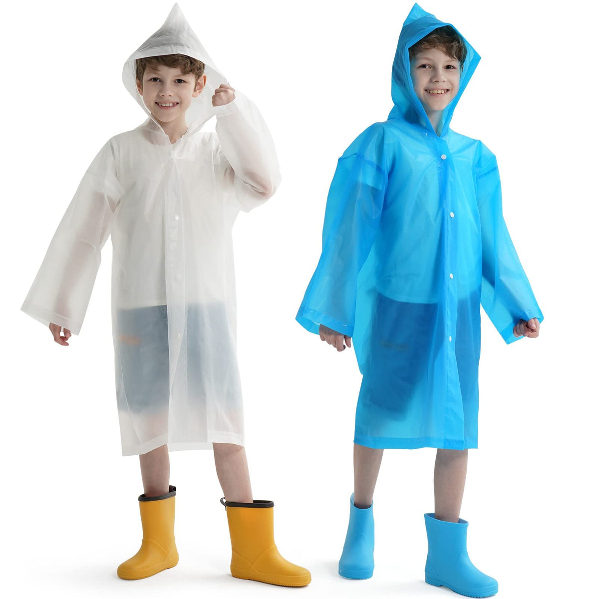 Kids Waterproof Raincoat, EVA Portable Rain Poncho, for Girls Boys Toddler Rainwear Rain Jacket Cape, Reusable Children Raincoat for Outdoor Climbing Cycling Hiking Camping