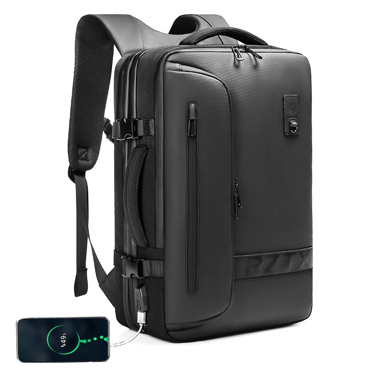 TERRIFI Travel Backpack with Vacuum System, Vacpack Backpack, 16 Gallon Expandable Backpack with Sealed Compression System for Travel (Black)