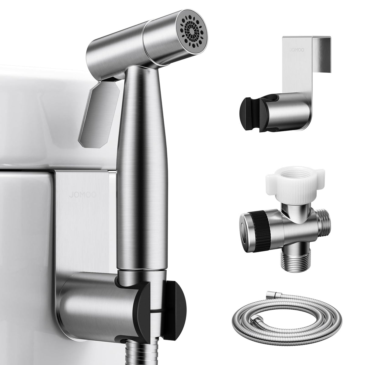JOMOO Handheld Bidet Sprayer for Toilet, Adjustable Water Pressure Jet Spray with 47" Bidet Hose for Feminine Wash, Bathroom Hygiene Attachment for Cloth Diaper Cleaning