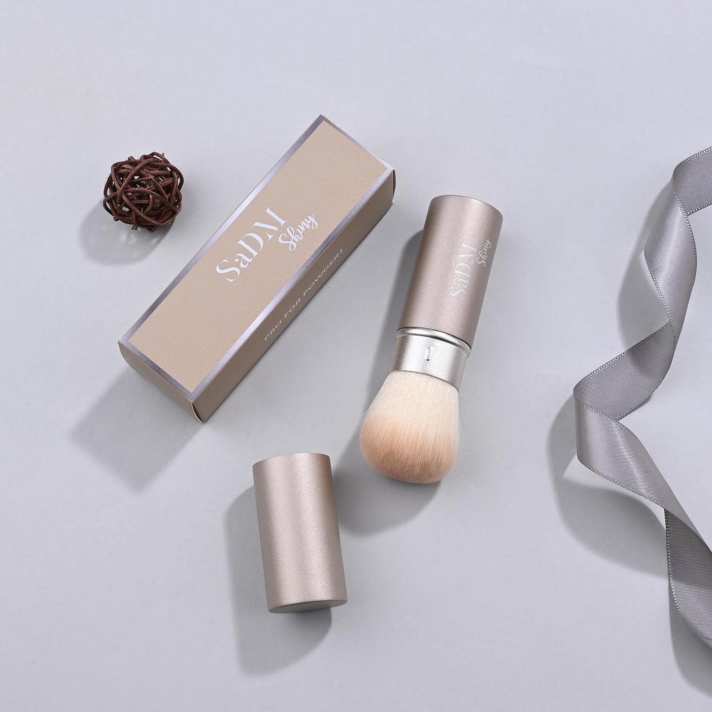 Retractable Kabuki Makeup Brush - Blender Brush for Powder, Cream, Liquid Foundation, Sunscreen, Blush Blending & Bronzer - Professional Make Up Brush - Full Face Makeup Brush - Vegan & Cruelty Free - Medaid International