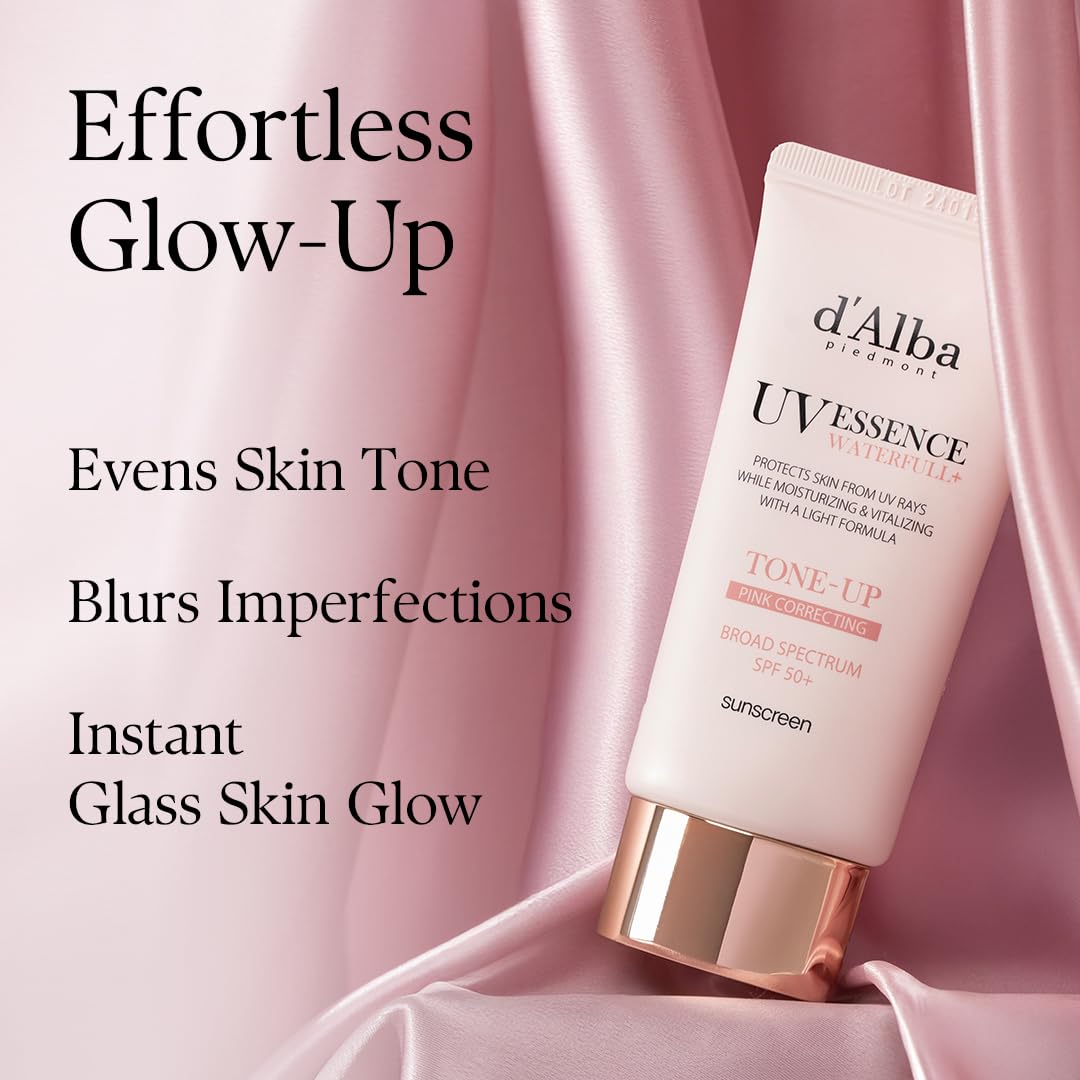 d'alba Piedmont Waterfull Tone-Up Sunscreen Serum BROAD SPECTRUM SPF 50 + Korean Sunscreen for Face, All Skin Tones, Sweat Proof Formula (1.69 fl.oz.) - Medaid International