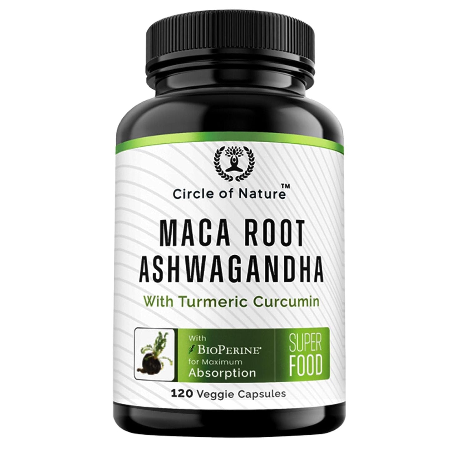 Maca Root, Ashwagandha Root Extract, Capsules for Men & Women with Turmeric Curcumin and Bioperine 120 Capsules Made in USA - Medaid International