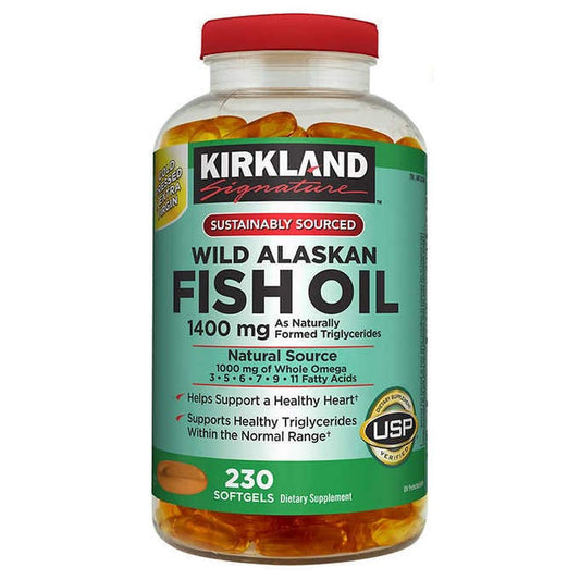 Kirkland Signature Wild Alaskan Fish Oil 1400 mg, 230 Softgels - Medaid International