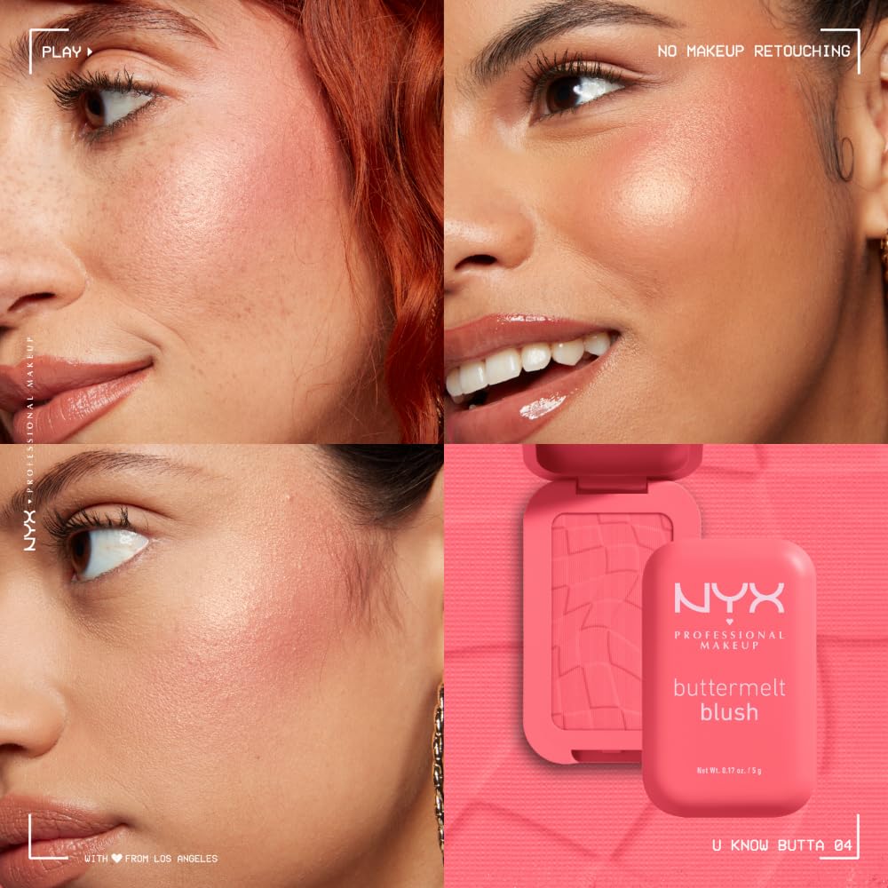 NYX PROFESSIONAL MAKEUP Buttermelt Powder Blush, Fade and Transfer-Resistant Blush, Up to 12HR Make Up Wear, Vegan Formula - U Know Butta - Medaid International