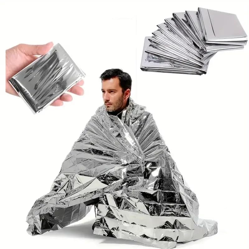 Emergency Mylar Thermal Blankets,Space Blanket Survival kit Camping Blanket, Perfect for Outdoors, Hiking, Survival, Bug Out Bag,Marathons or First Aid