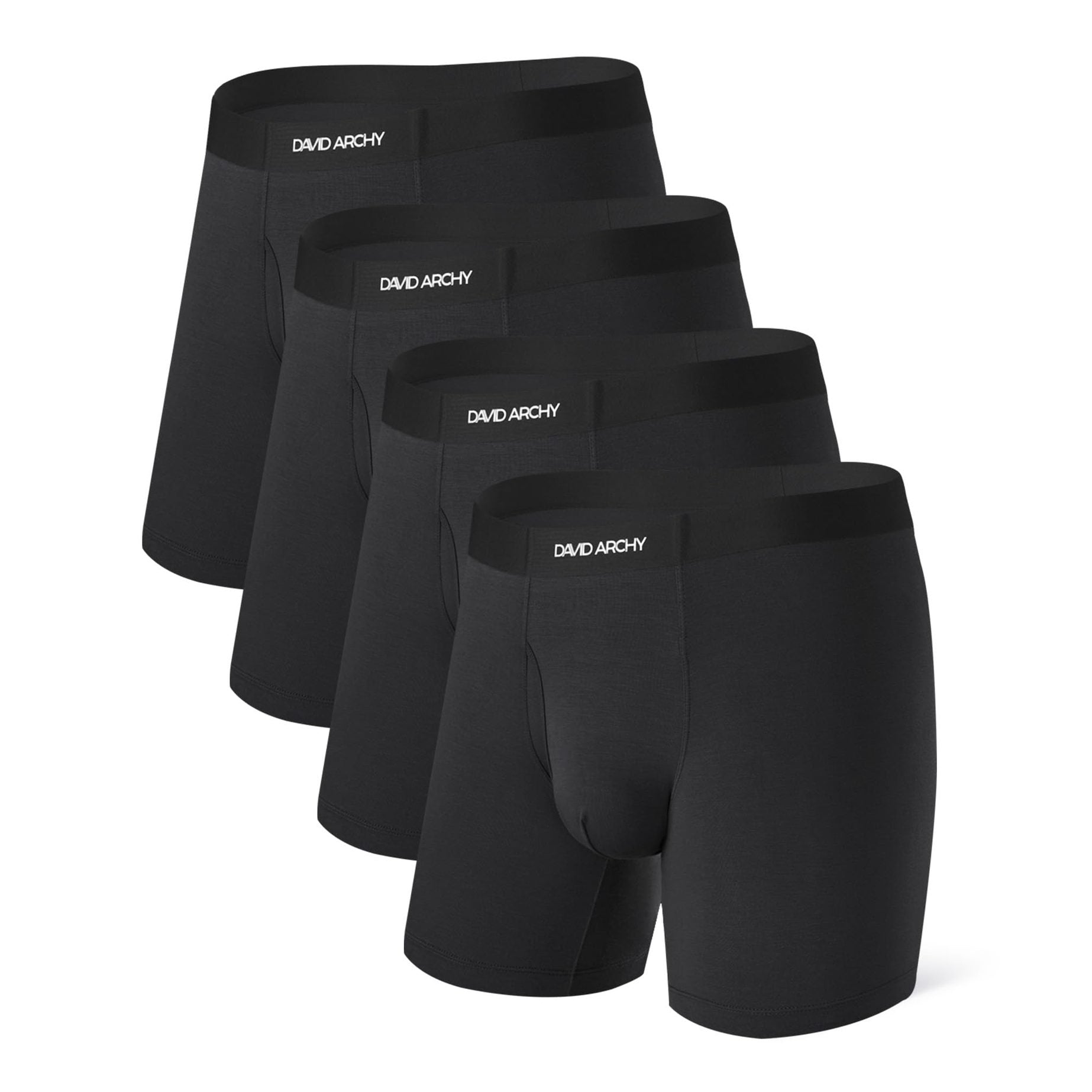 DAVID ARCHY Mens Underwear Boxer Briefs Bamboo Rayon Soft Breathable Moisture-Wicking Seamless Underwear for Men 4 Packs with Fly(L,Black) - Medaid International