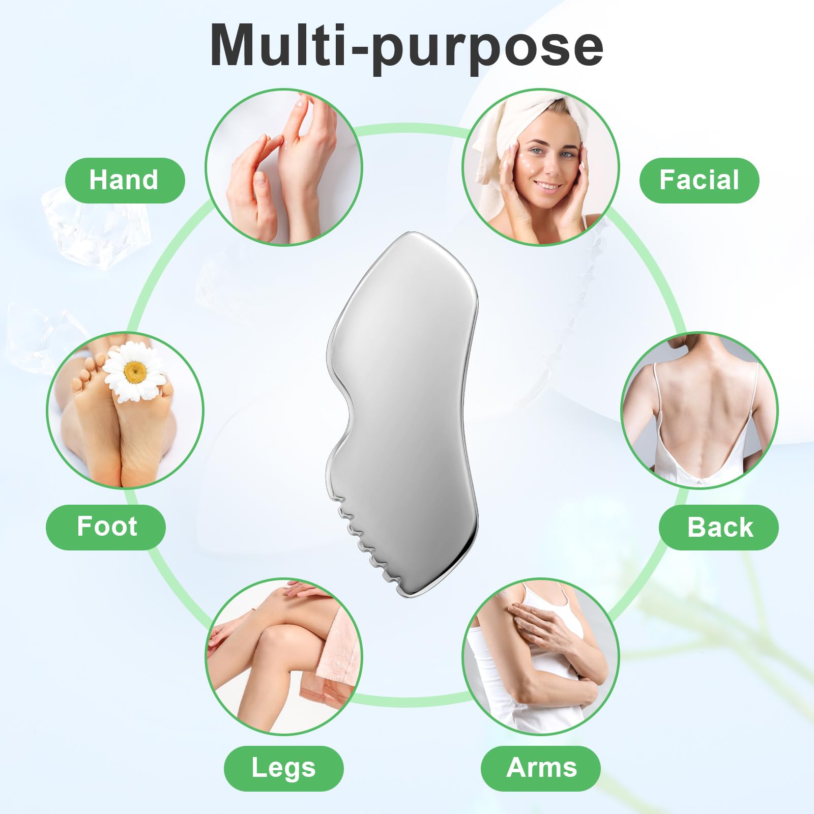 Yuanchu Gua Sha Stone, Gua Sha Stainless Steel Facial Tools Beauty Scraping Massage Tool Jaw Shaping Swelling Reduction Skin Care Gift Women Lines Face Lifting Improvement Fine - Medaid International