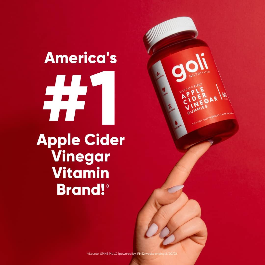 Goli Apple Cider Vinegar Gummy Vitamins - 60 Count - Vitamin B12, Gelatin-Free, Gluten-Free, Vegan & Non-GMO - Medaid - Lebanon