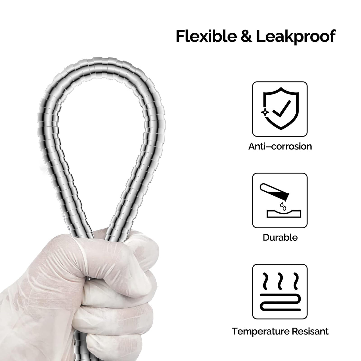 JOMOO 1.2M Stainless Steel Shower Hose, Flexible Anti-Kink Handheld Shower Head Hose with Solid Brass G1/2 Connectors, 360° Swivel Leak-Proof Replacement Bathroom Shower Hose, Chrome