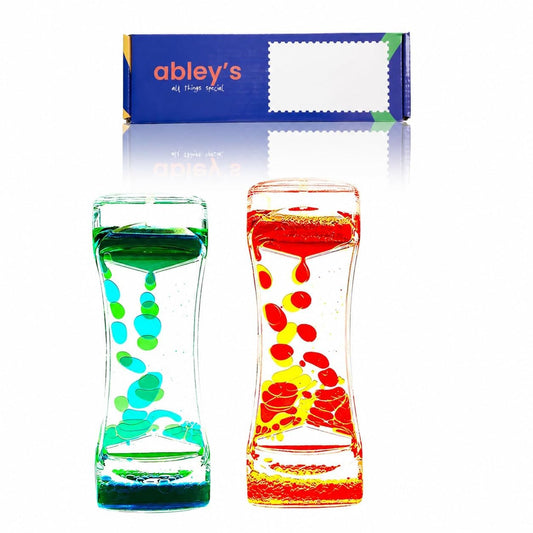Abley's Liquid Motion Timer, Sensory Calming Toy, Visual Bubbler for Autism, Sensory Stimulation (Set of 2)