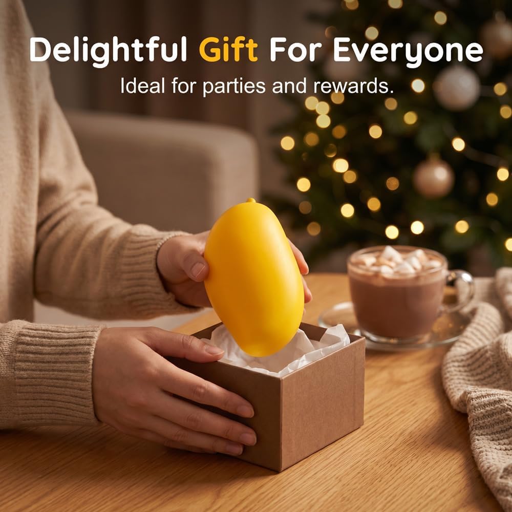 2 Pcs Crunchy Mango Fruit Squishy - Heat Activated Color Changing Mango Fidget Toy,Slow Rebound Clear Fruit Squeeze Fidget Toys Anxiety Relief Soft Stress Ball