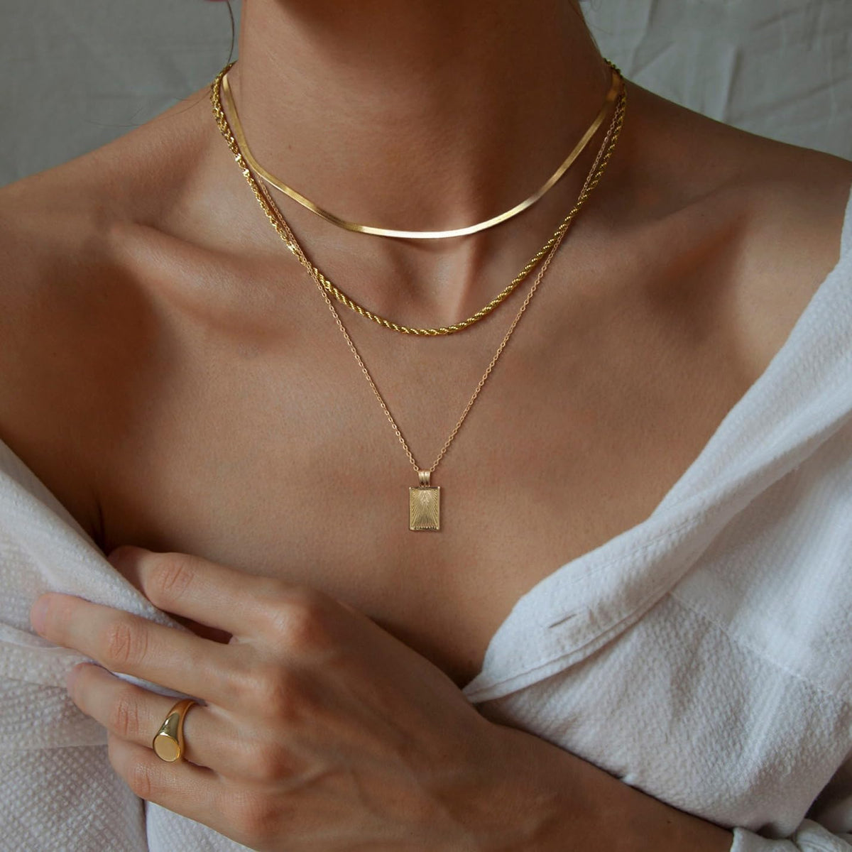 TERRIFI Layered Gold and Silver Necklaces for Women, Stackable 14K Real Gold Plated Silver Chain with Diamond Circle CZ Pendant, Trendy Jewelry Set for Layering and Gifting
