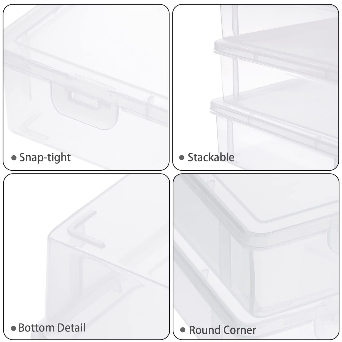 TERRIFI Clear Plastic Storage Box with Lid, Large Clip Box, Clear Plastic Storage Container Bins with Latching Lids, Art Supply Storage Organizer Plastic Sewing Box for Beads Pencils Notebooks 2 Pack