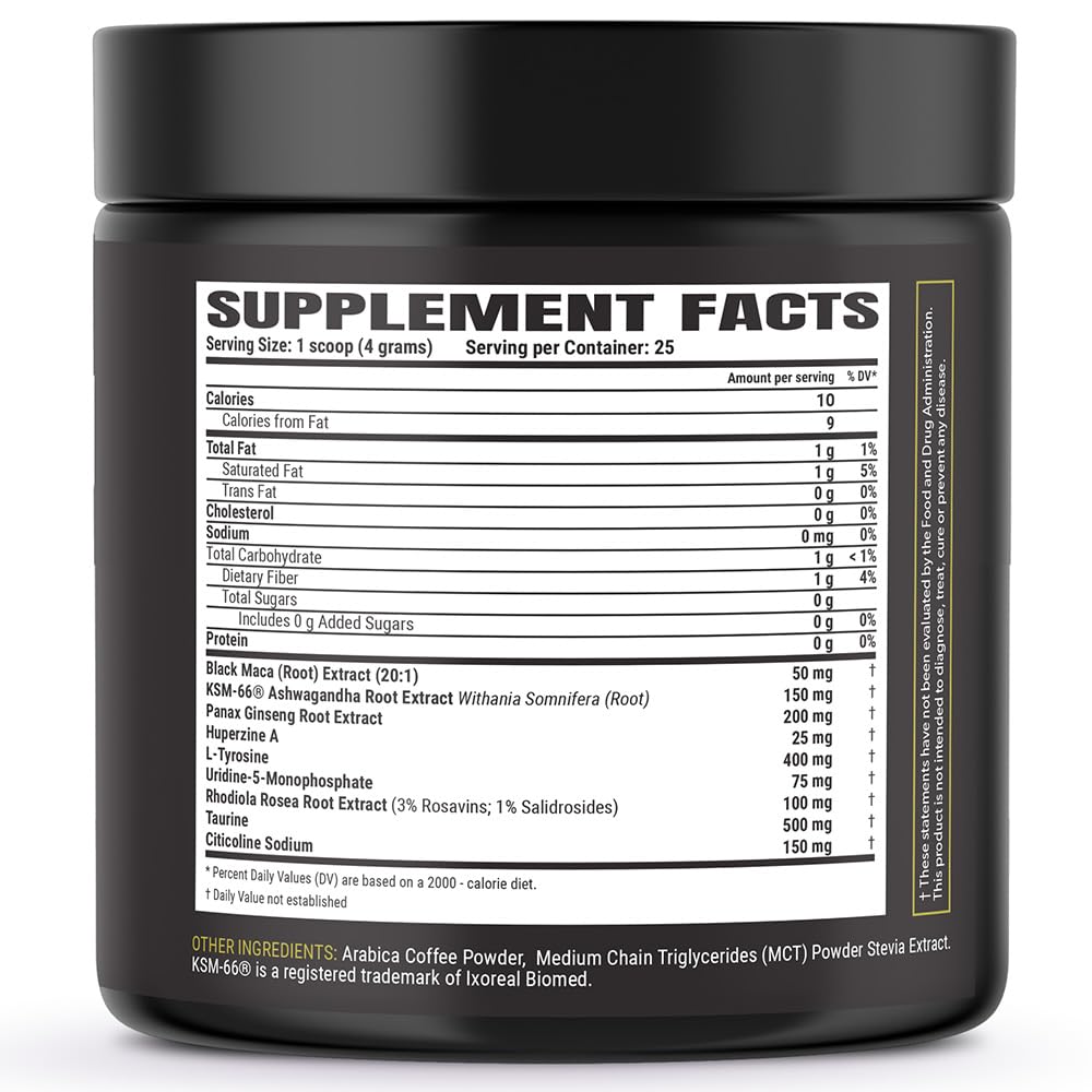 X COFFEE Instant Black Maca Coffee for Men and Women – Maca Coffee Powder - Instant Coffee Blend with Maca Root, Ashwagandha, Ginseng, Huperzine A, Rhodiola, Taurine, Uridine, Citicoline & L-Tyrosine - Medaid International