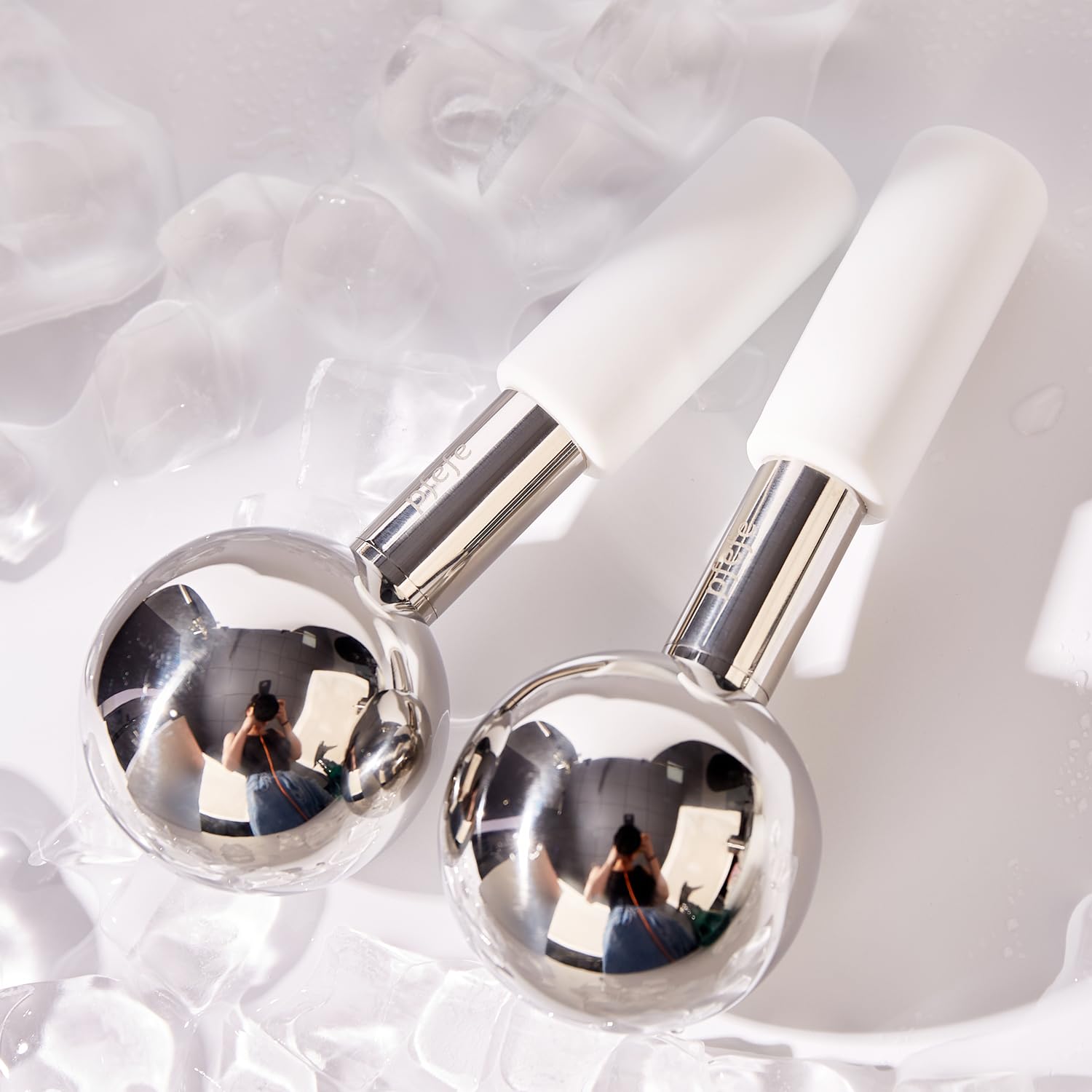Pfefe 360 Rotating Ice Globes for Face & Eyes, Unbreakable Stainless Steel Cryo Sticks for Beauty Routines, Facials Cold Roller Colling Globes for Puffiness, Wrinkles, Dark Circles, Headaches - Medaid International