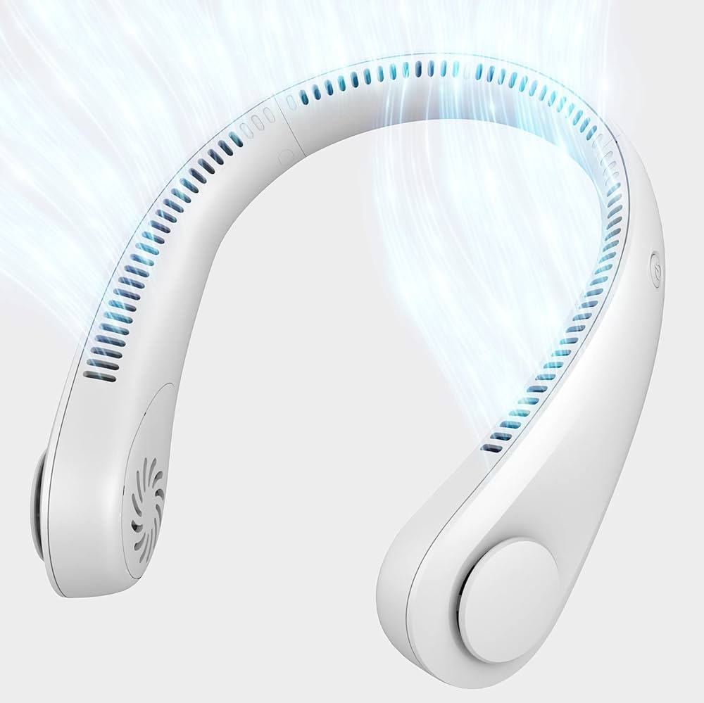 Portable Neck Fan, Hands Free Bladeless Fan, 4000 mAh Battery Operated Wearable Personal Fan, Leafless, Rechargeable, Headphone Design, USB Powered Desk Fan,3 Speeds - Medaid International
