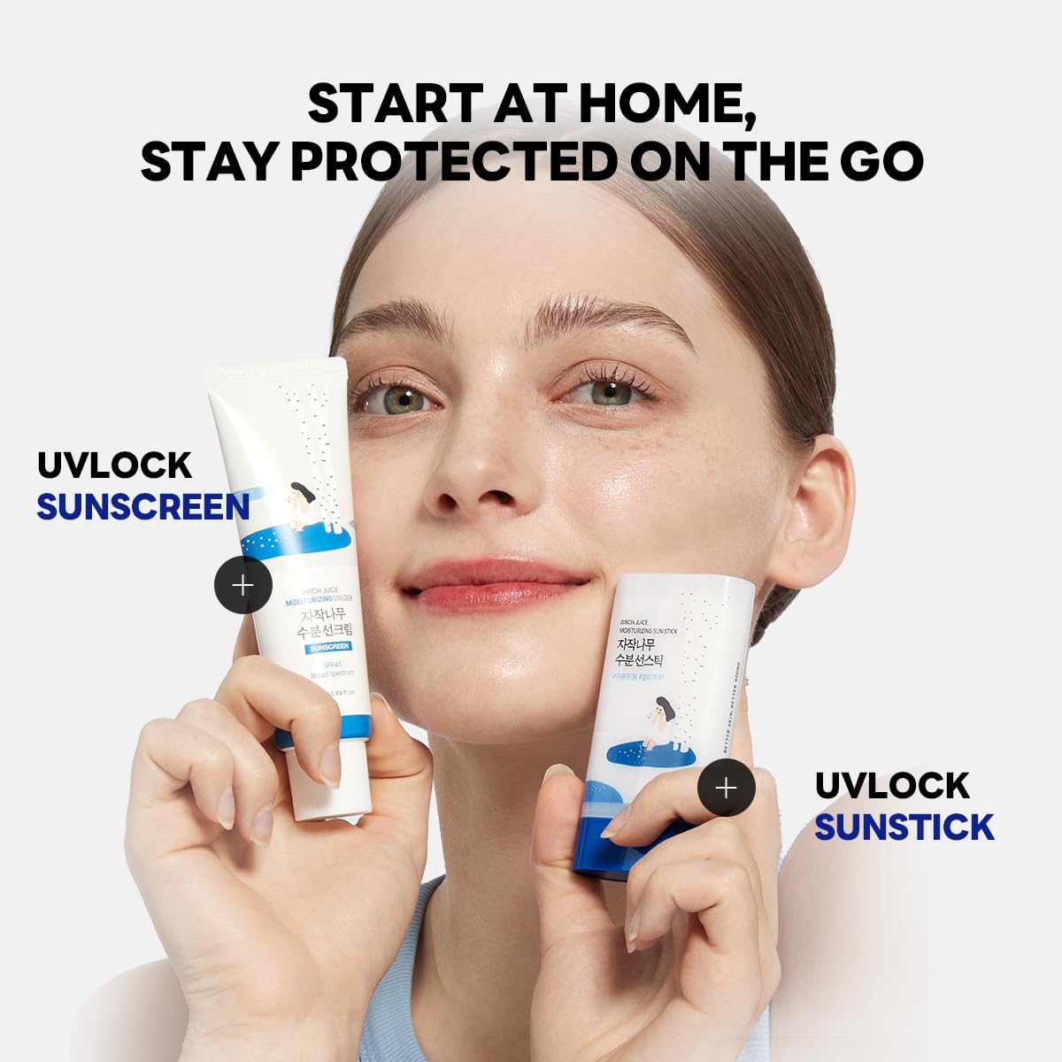 ROUND LAB Birch Juice Moisturizing UVLock Sun Stick + Birch Juice Moisturizing UV Lock Sun Cushion, Korean sunscreen, No White Cast, Mineral Sunscreen for Sensitive Skin - Medaid International