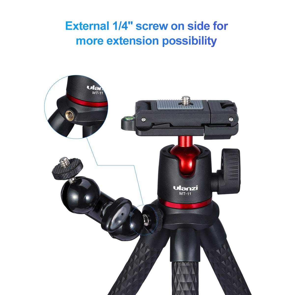 ULANZI Camera Tripod, Mini Flexible Stand w Hidden Phone Holder w Cold Shoe Mount, 1/4'' Screw f Magic Arm, Universal f iPhone 17 16 15 14 Pro Max XS Max X Samsung Canon Nikon Sony DJ Pocket 3 Cameras - Medaid International