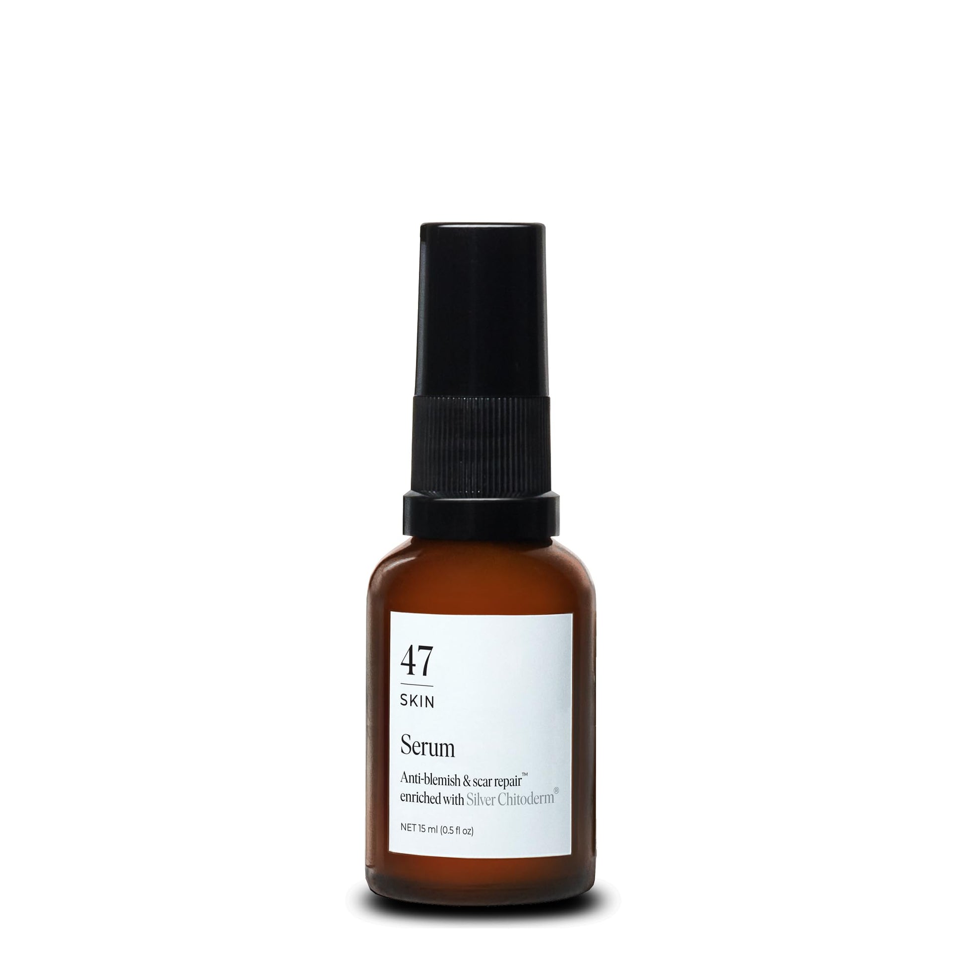47 Skin | Hydrating Face Serum with Silver Chitoderm for ALL Skin Types | Clears Acne, Prevents & Heals Breakouts & Blemishes, Repairs Scars | Moisturises and Nourishes For Smooth Skin | 15ml - Medaid International