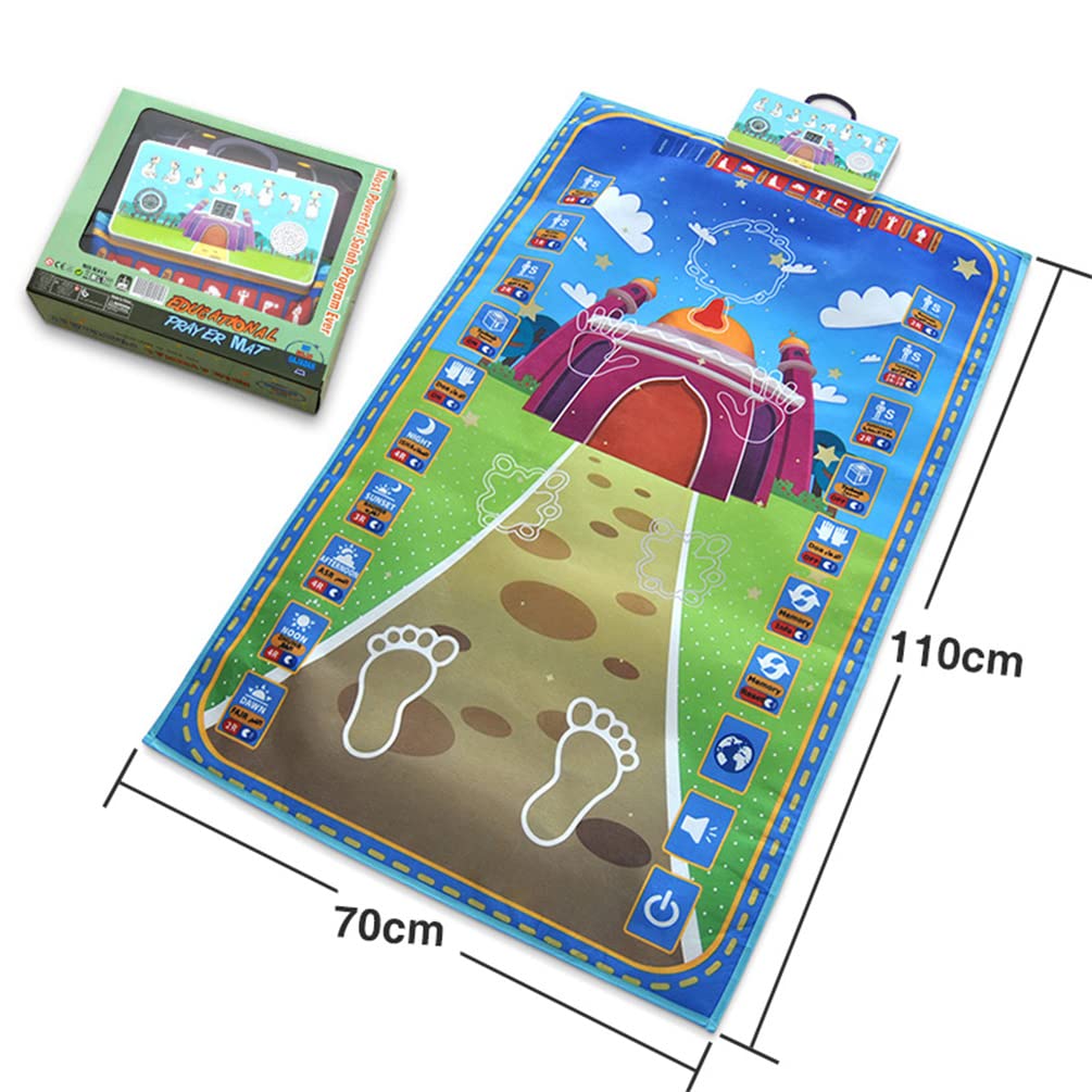 Adult Educational Interactive Prayer Mat-Islamic Gifts Muslim Blue - Medaid International