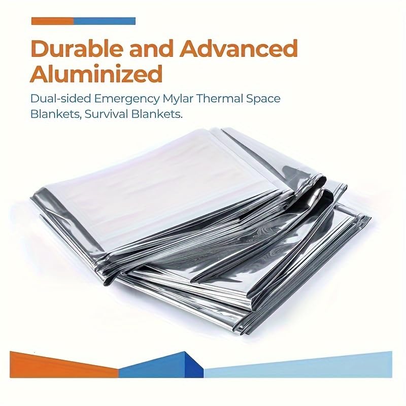 Emergency Mylar Thermal Blankets,Space Blanket Survival kit Camping Blanket, Perfect for Outdoors, Hiking, Survival, Bug Out Bag,Marathons or First Aid-55 X 82