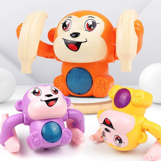Supreme Deals® 360 Degree Rotating Spot Stunt Dancing and Spinning Rolling Doll Tumble Monkey, Bump & Go Toy with Flashing Light & Sound (Sensor Operated System)