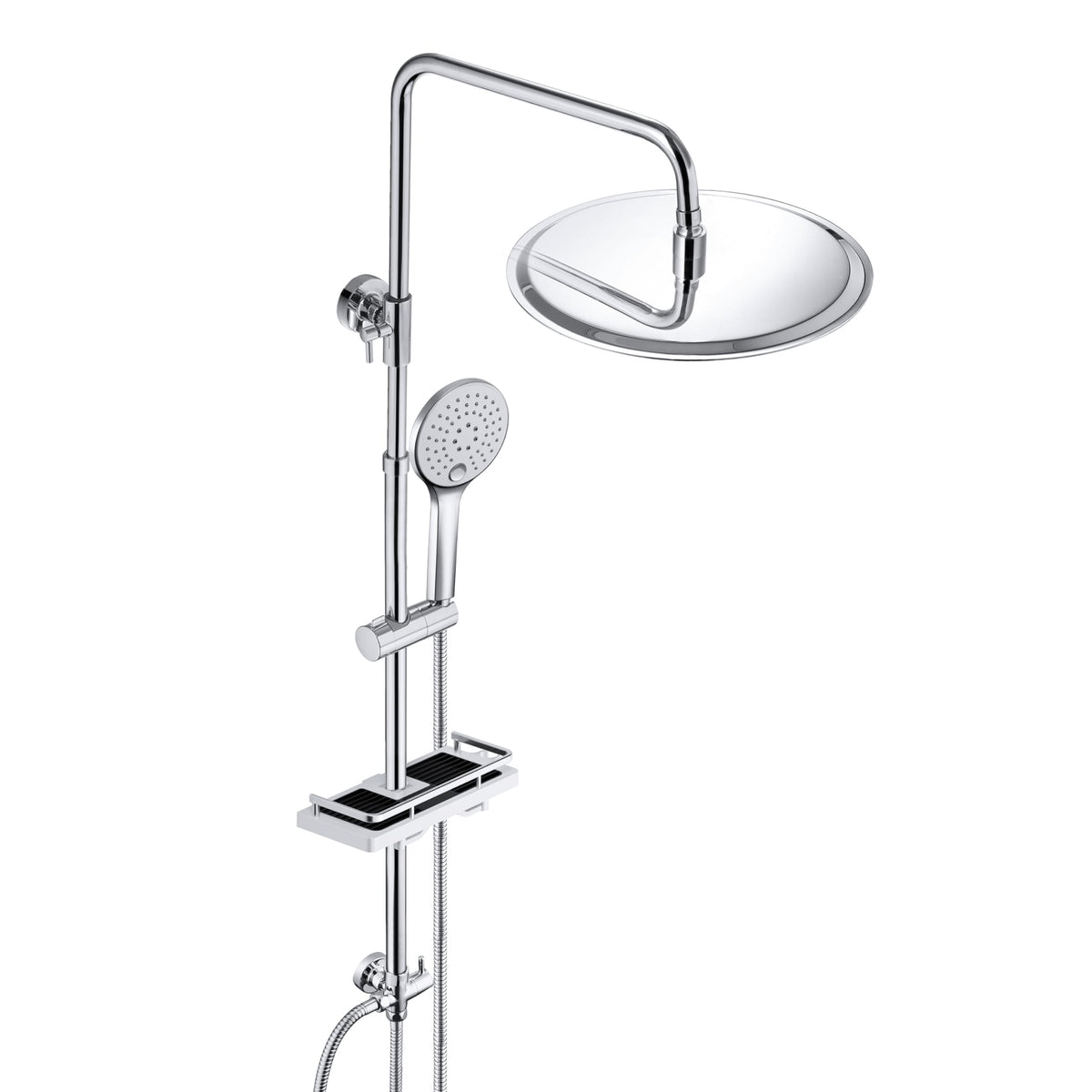 JOHO Shower Column without Taps Adjustable Fixings Heavy Duty Wall Set Bath Shower Shower Bathroom with Rain Shower Effect ABS D20 cm