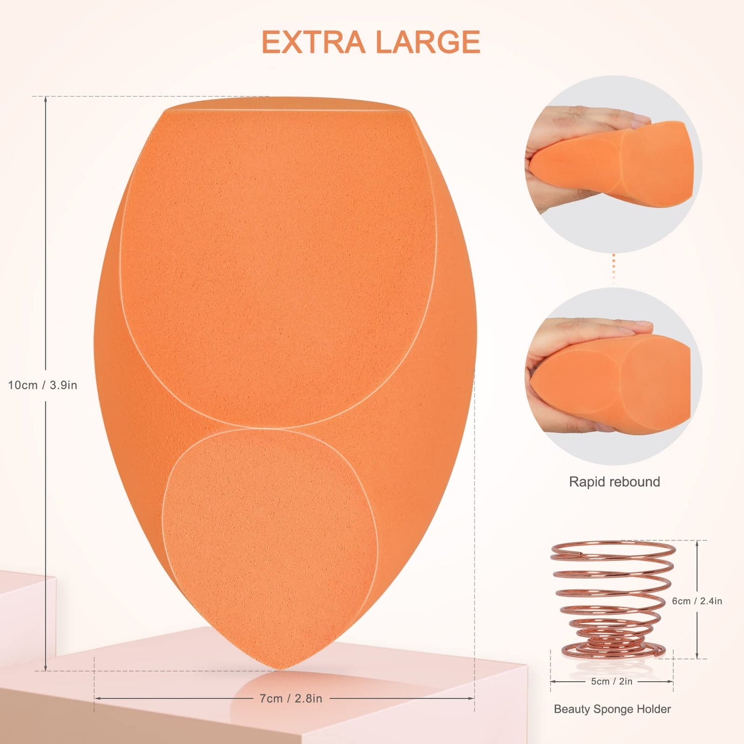 XL EXTRA LARGE Make Up Beauty Sponges Blender-Product contains: 1x Extra Large(10 cm) and 1 Sponge Holder-for Dry & Wet Use for Face Body , Blush Cream, Liquid Foundation Powder Application - Medaid International