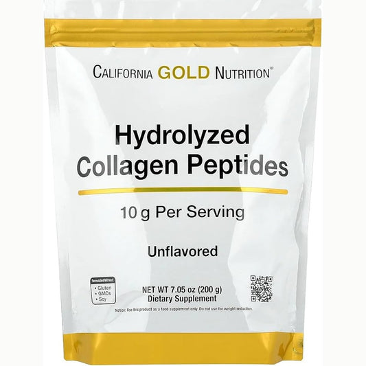 California Gold Nutrition Collagen Peptides Powder with Hyaluronic Acid, Support for Healthy Hair, Skin, Nails, Joints and Bones, Non-GMO, Gluten and Dairy Free, Unflavored, 7.05 oz (200 g)