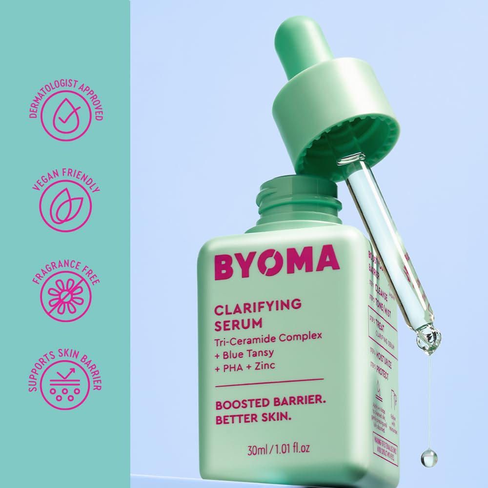 BYOMA Clarifying Serum - Barrier Repair Serum - Clarifying Facial Serum for Acne Prone Skin - Calming Face Serum with Ceramides, Blue Tansy, PHA & Zinc - Balanced & Healthy Skin - 1.01 fl. oz - Medaid International